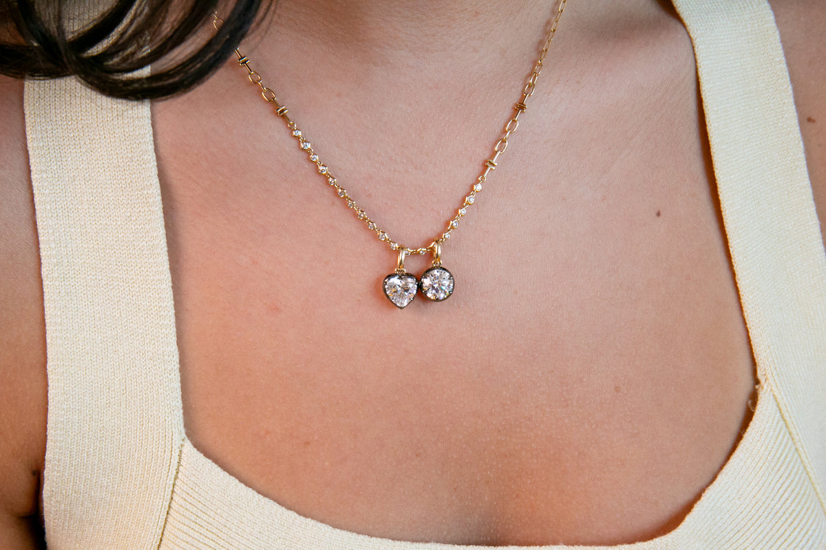 Antique Style Diamond Pendant on Signature Diamond and Gold Chain