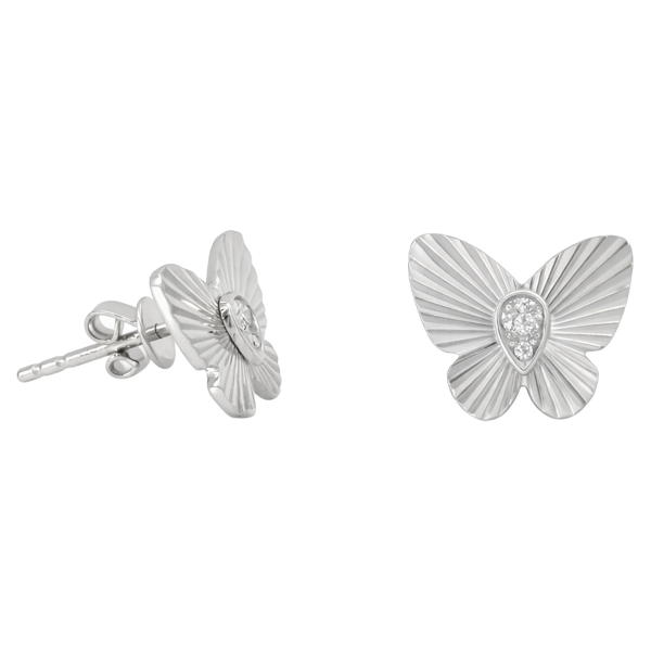Butterfly Diamond Earrings, White Gold