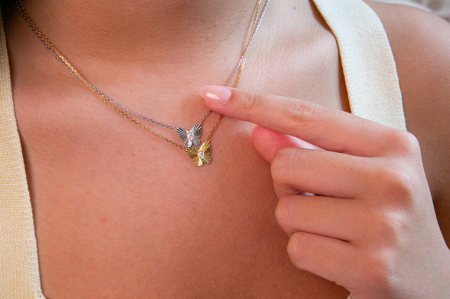 Butterfly Diamond Pendant, Yellow Gold