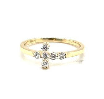 Diamond and 18kt Solid Gold Cross Ring