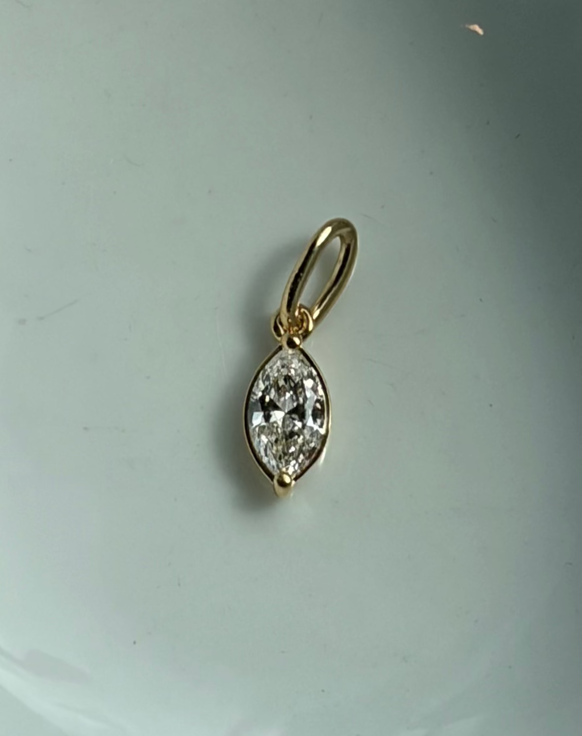 Demi Bezel Marquise Diamond Charm in Yellow Gold