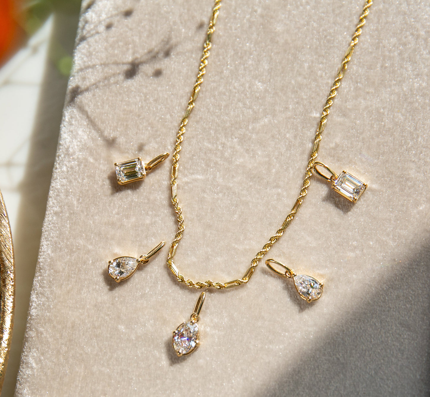 Demi Bezel Marquise Diamond Charm in Yellow Gold