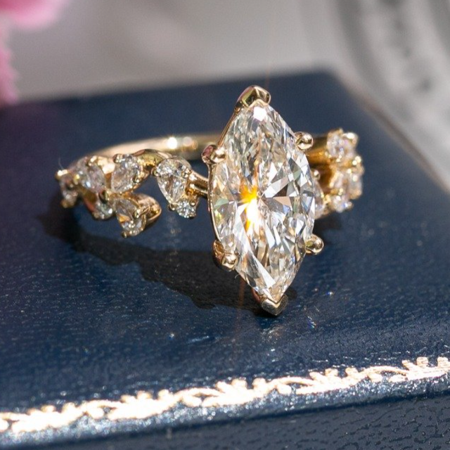 Custom Marquise Diamond Garland Engagement Ring