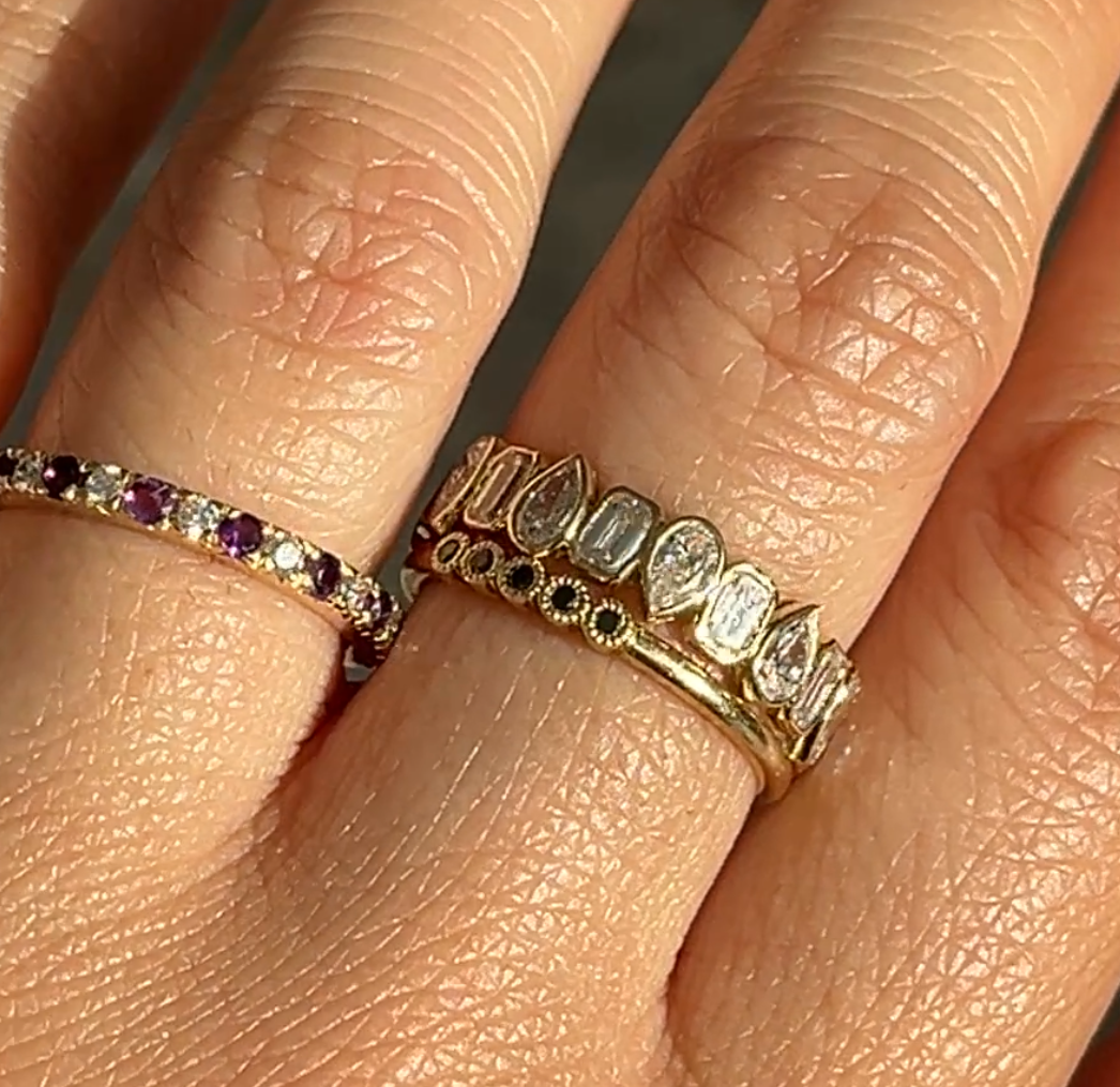 Black Diamond Stacking Ring in 18kt Solid Yellow Gold