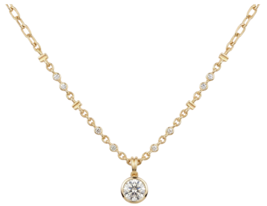 Antique Style Diamond Pendant on Signature Diamond and Gold Chain