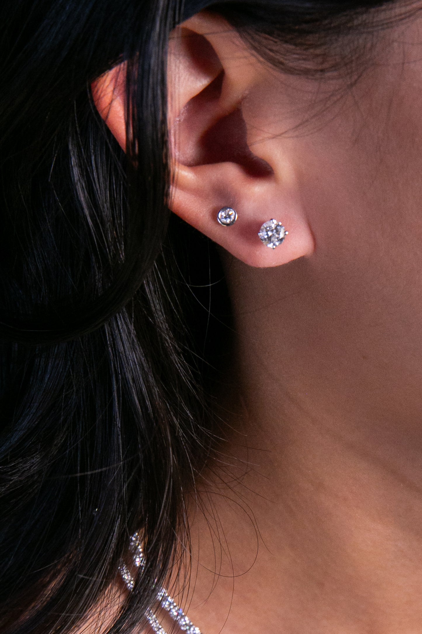 Diamond Bezel Stud Earrings