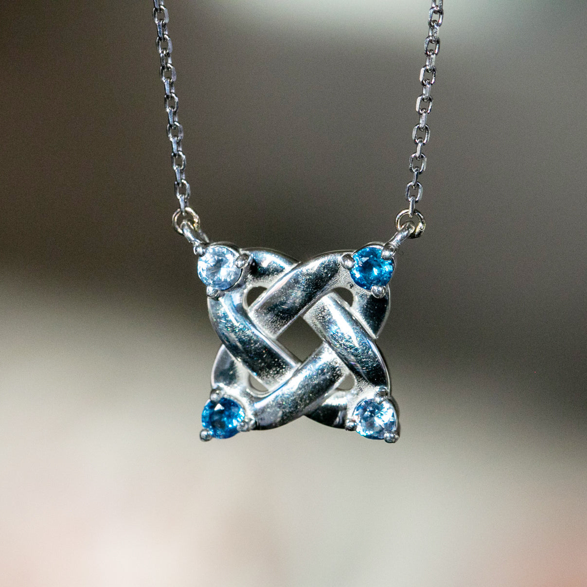 VHL Alliance Pendant in Blue Sapphire and Blue Topaz, Small