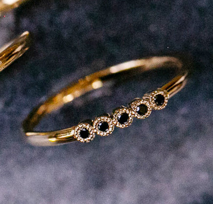 Black Diamond Stacking Ring in 18kt Solid Yellow Gold