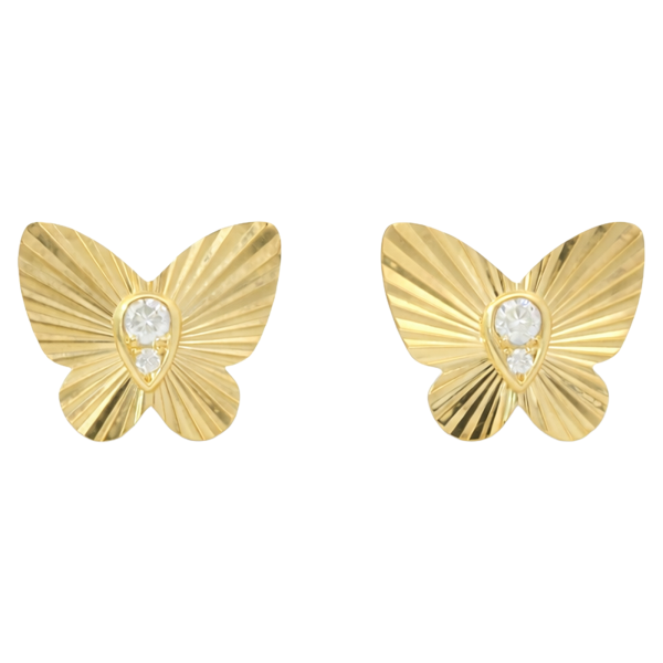 Butterfly Diamond Earrings, Yellow Gold