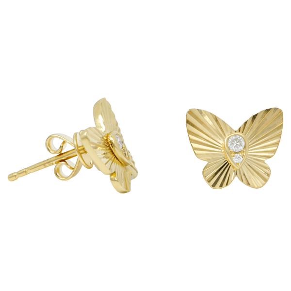 Butterfly Diamond Earrings, Yellow Gold