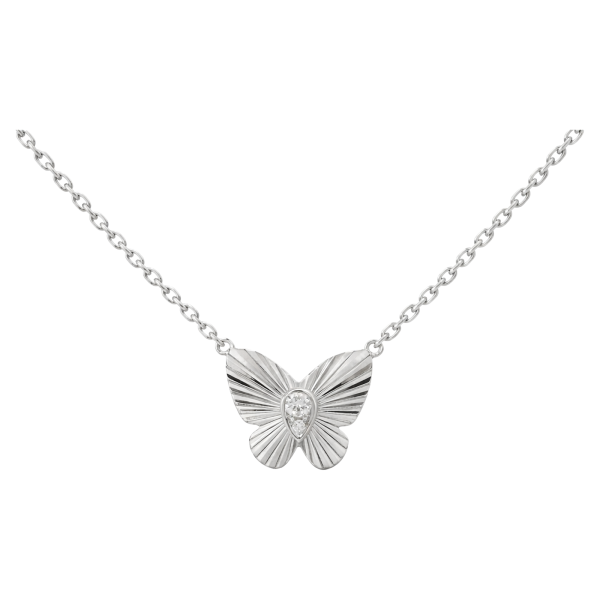 Butterfly Diamond Pendant, White Gold