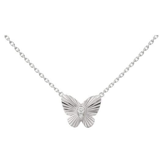 Butterfly Diamond Pendant, White Gold