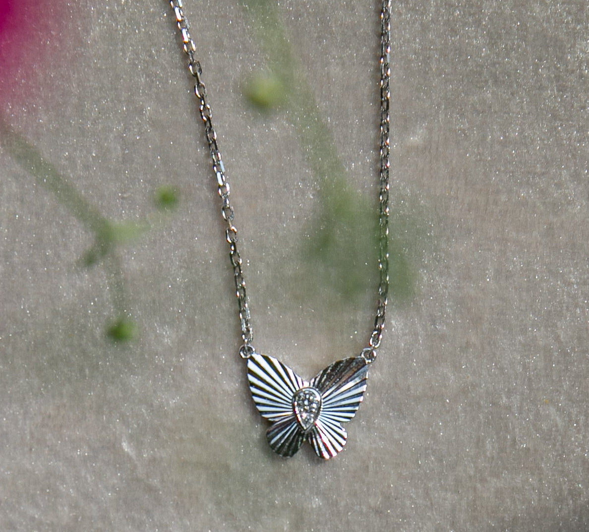 Butterfly Diamond Pendant, White Gold