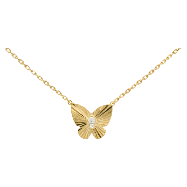 Butterfly Diamond Pendant, Yellow Gold
