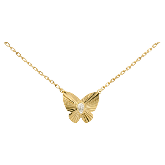 Butterfly Diamond Pendant, Yellow Gold