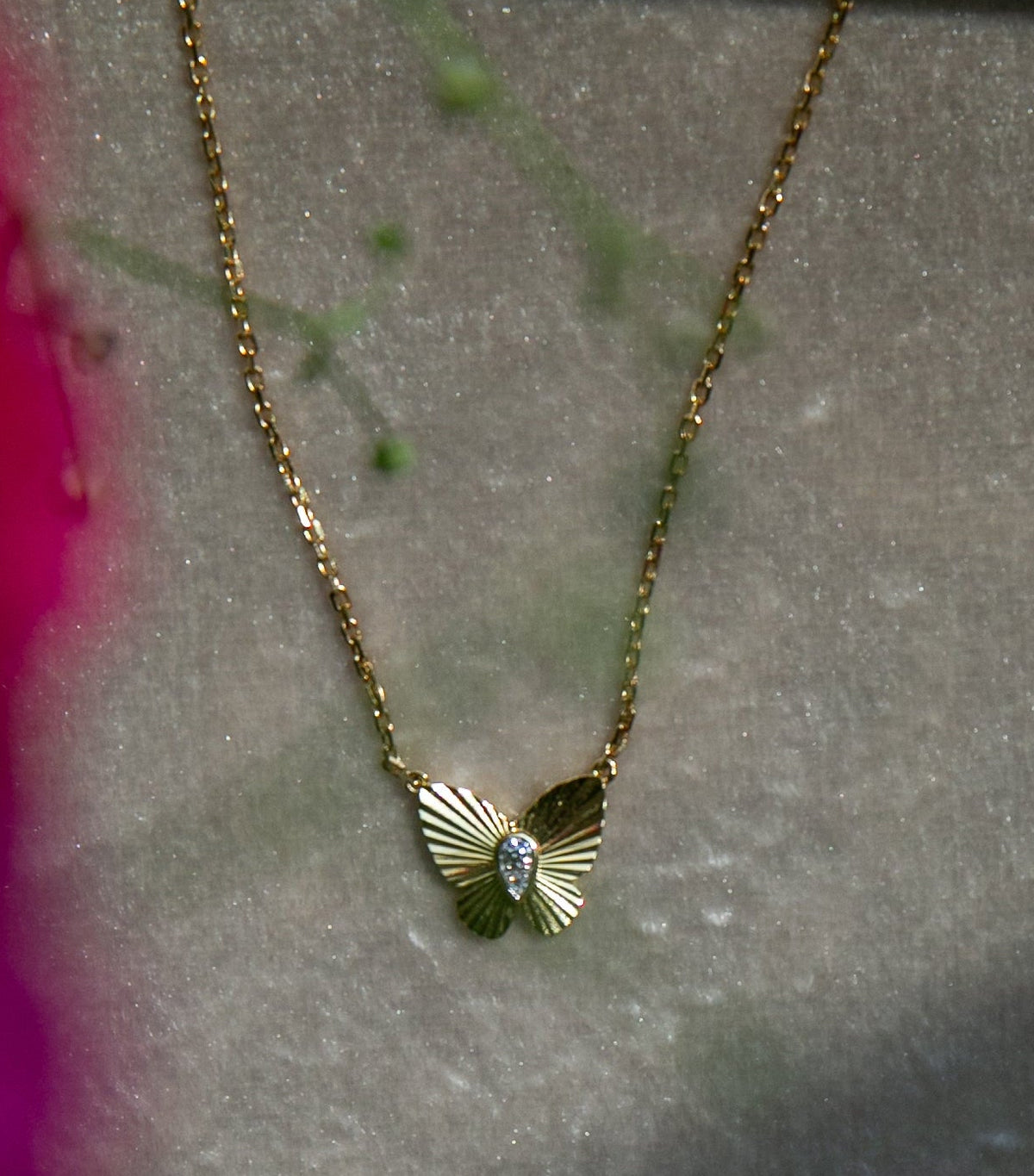 Butterfly Diamond Pendant, Yellow Gold