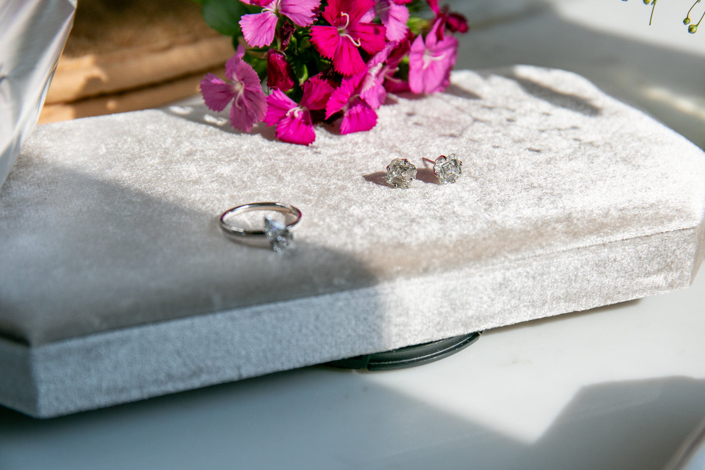 Platinum Asscher Diamond Stud Earrings