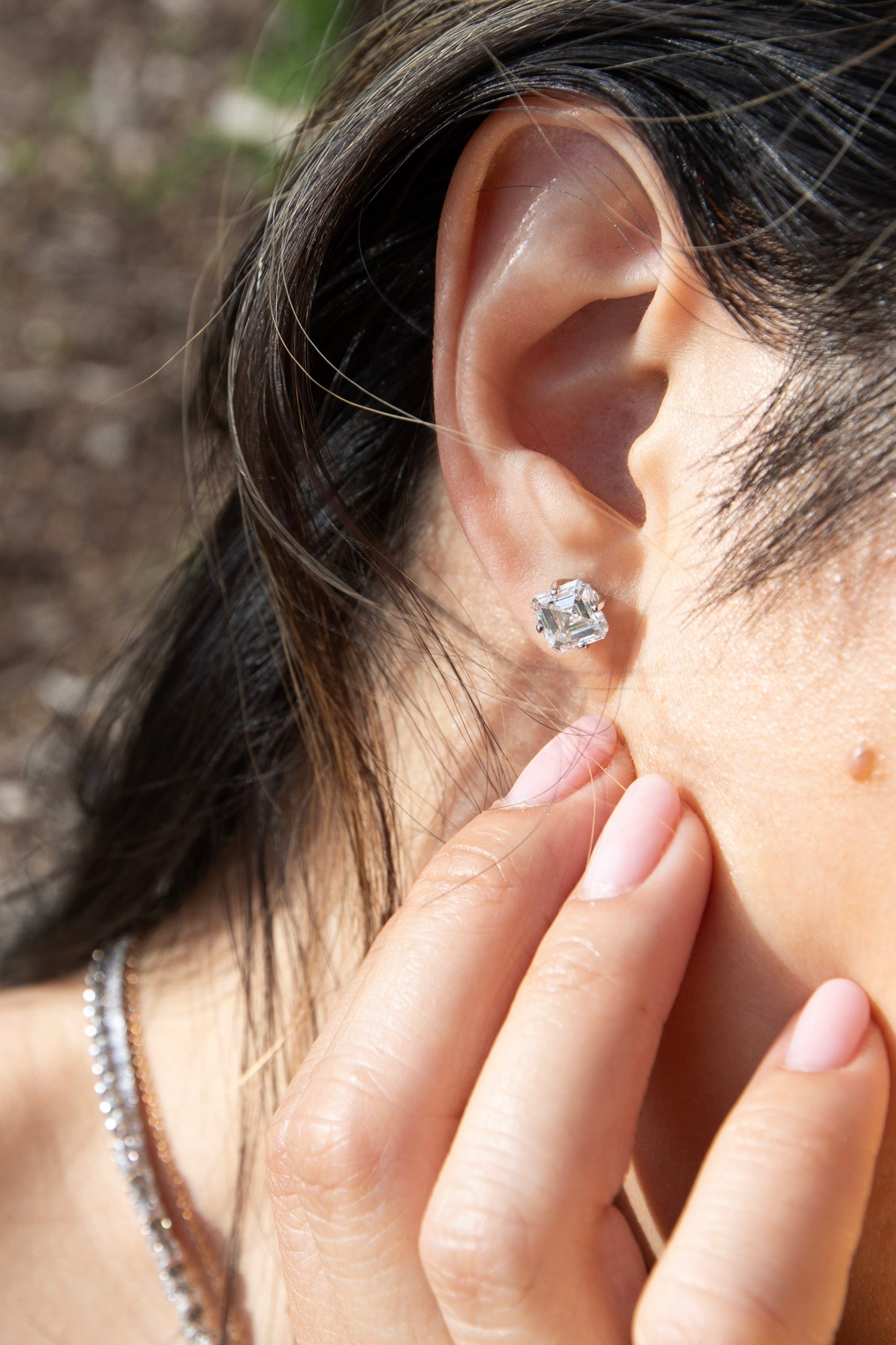 Platinum Asscher Diamond Stud Earrings