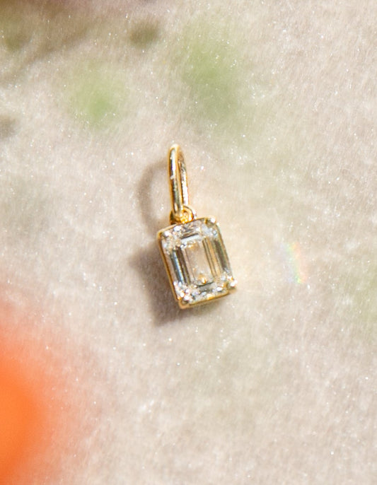 Demi Bezel Emerald Cut Diamond Charm in Yellow Gold
