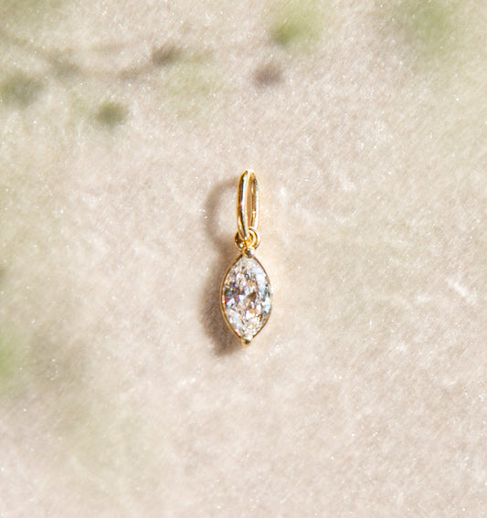 Demi Bezel Marquise Diamond Charm in Yellow Gold