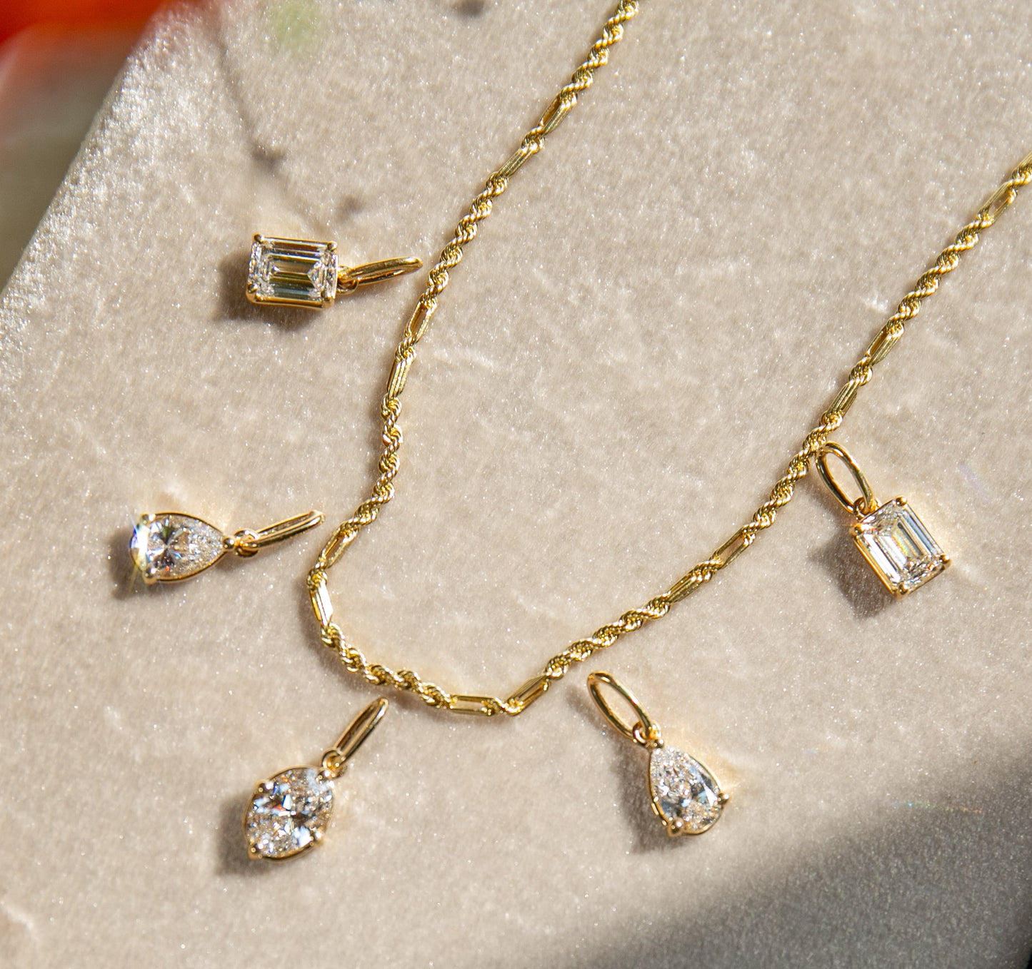 Demi Bezel Oval Diamond Charm in Yellow Gold