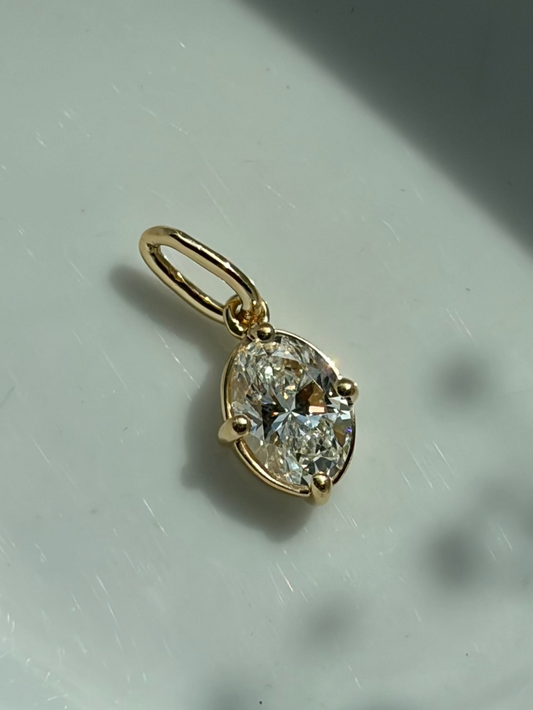 Demi Bezel Oval Diamond Charm in Yellow Gold