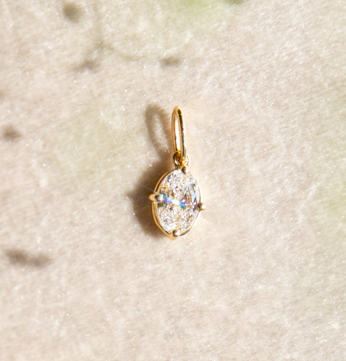 Demi Bezel Oval Diamond Charm in Yellow Gold