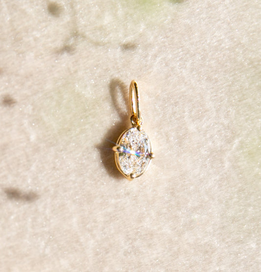 Demi Bezel Oval Diamond Charm in Yellow Gold
