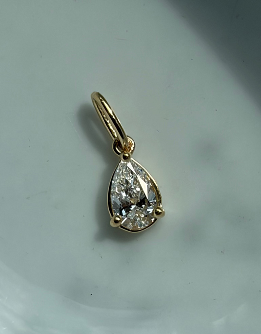 Demi Bezel Pear Diamond Charm in Yellow Gold
