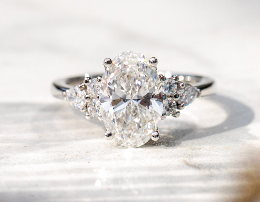 Custom Oval Diamond Engagement Ring in Platinum