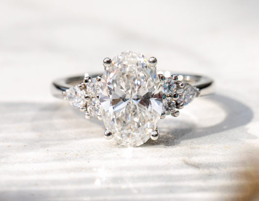 Custom Oval Diamond Engagement Ring in Platinum