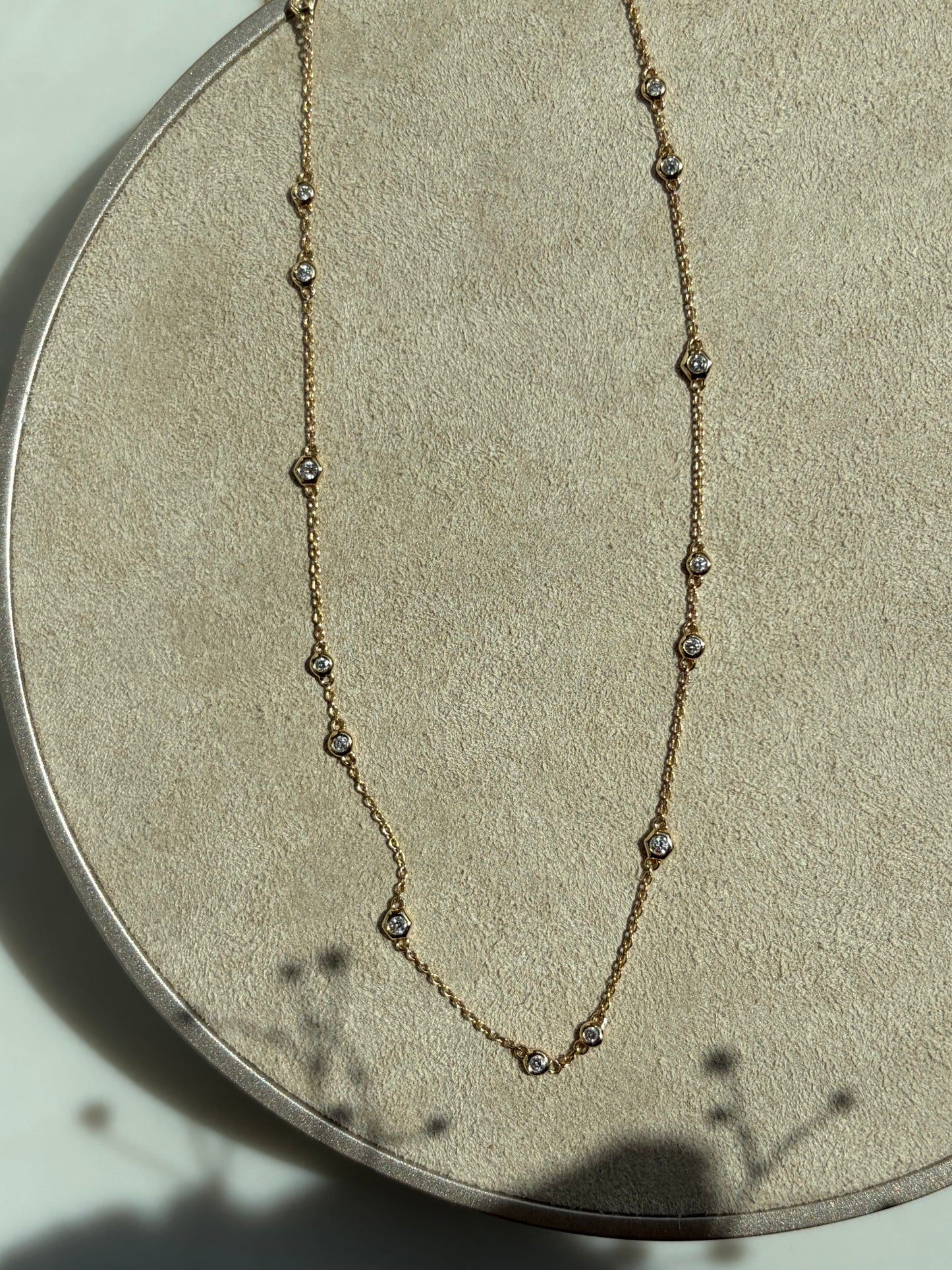Natural Diamond and 14KT Yellow Gold Chain