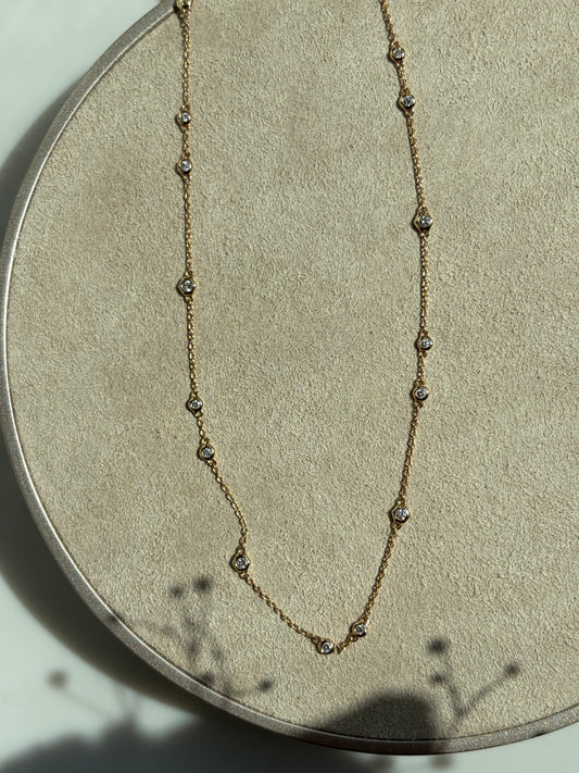 Natural Diamond and 14KT Yellow Gold Chain
