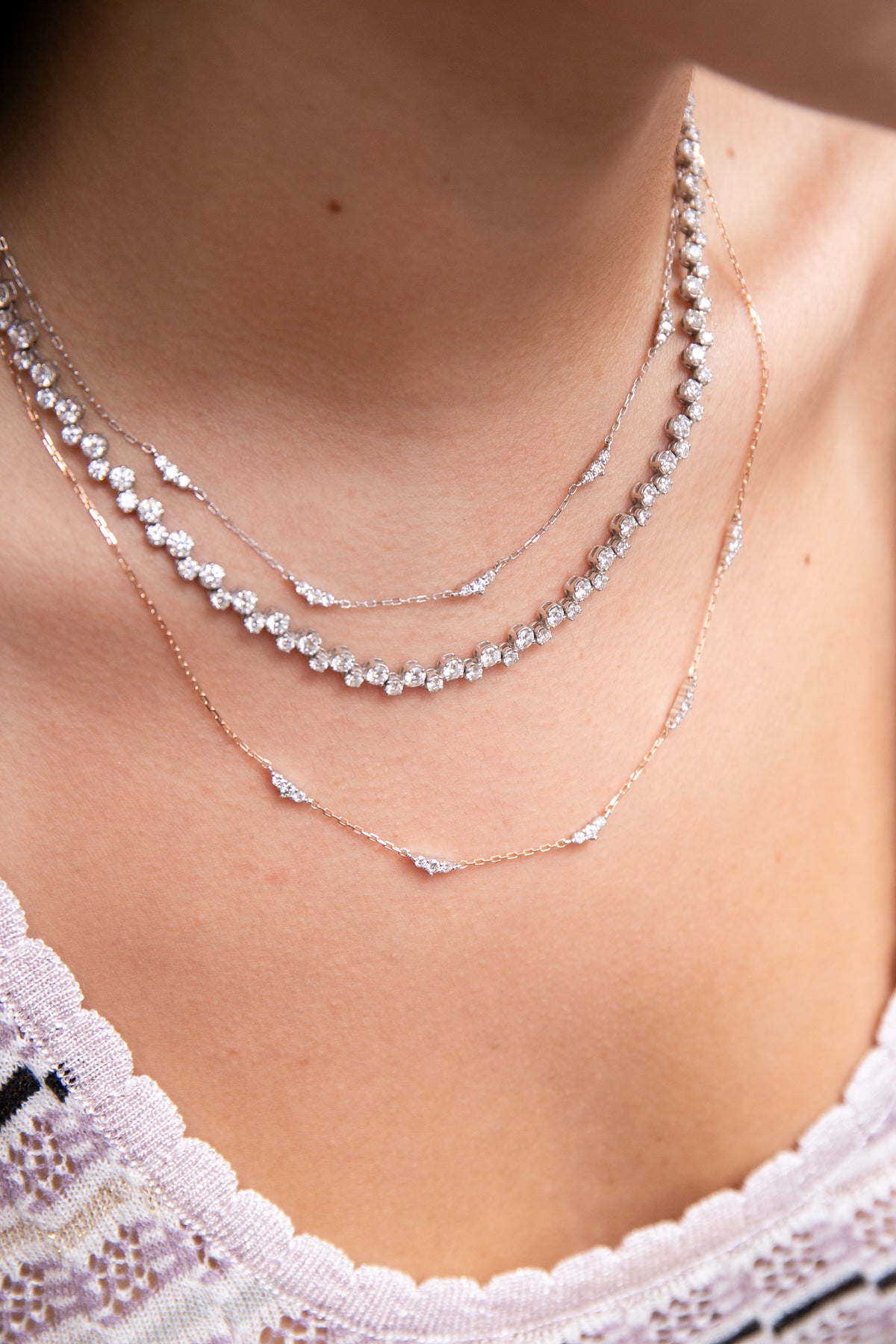 Diamonds on Solid 14kt Rose Gold Chain