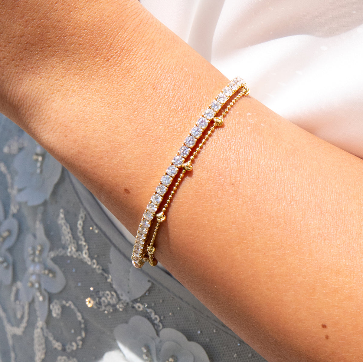 18kt Yellow Gold Natural Diamond Tennis Bracelet