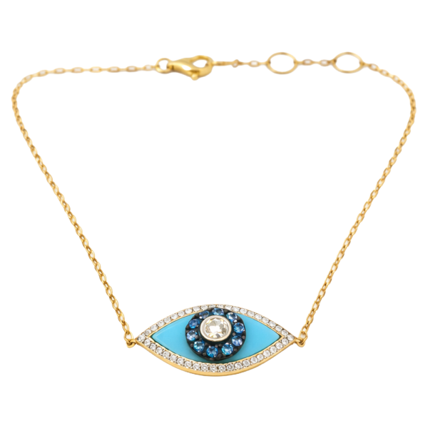 Evil Eye Enamel Diamond and Sapphire Bracelet