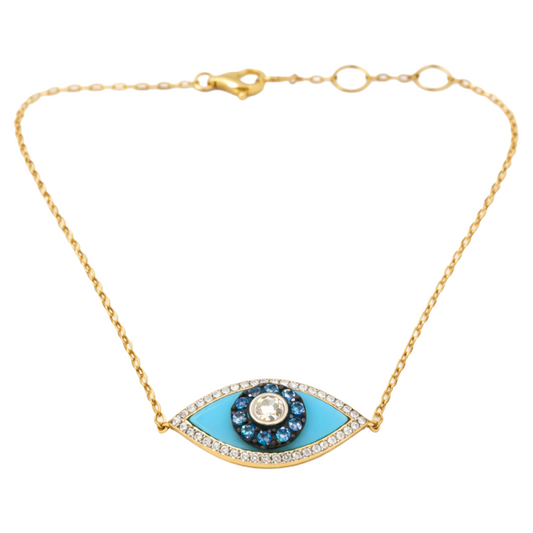 Evil Eye Enamel Diamond and Sapphire Bracelet