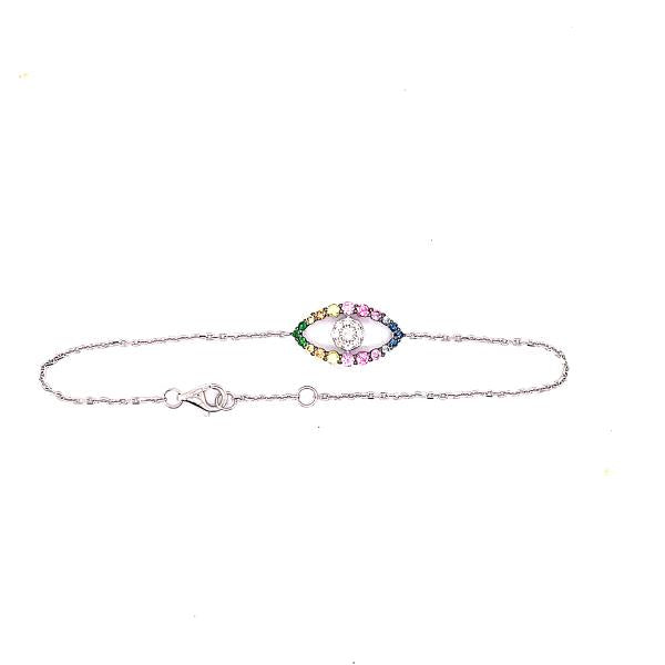 Evil Eye Rainbow Sapphire and Diamond Bracelet