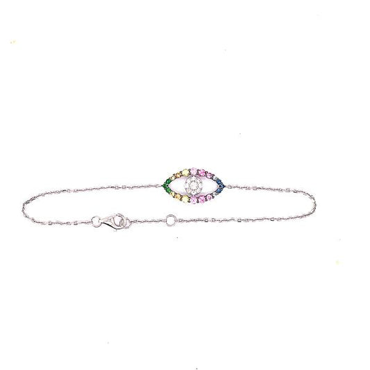 Evil Eye Rainbow Sapphire and Diamond Bracelet