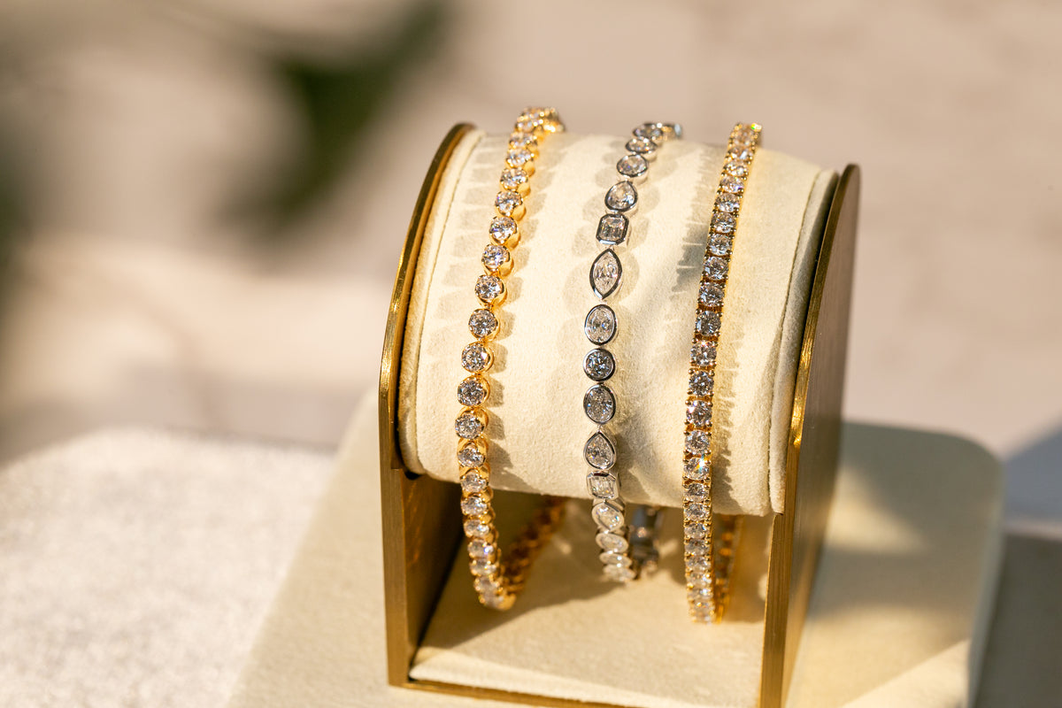 18kt Yellow Gold Natural Diamond Tennis Bracelet