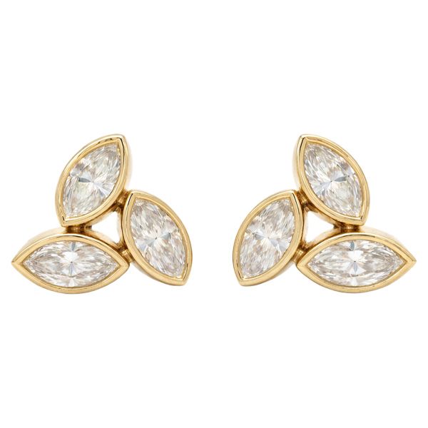 Marquise Bezel Trio Diamond Earrings