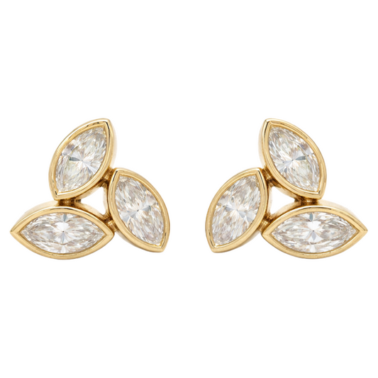 Marquise Bezel Trio Diamond Earrings