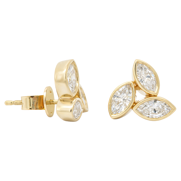Marquise Bezel Trio Diamond Earrings