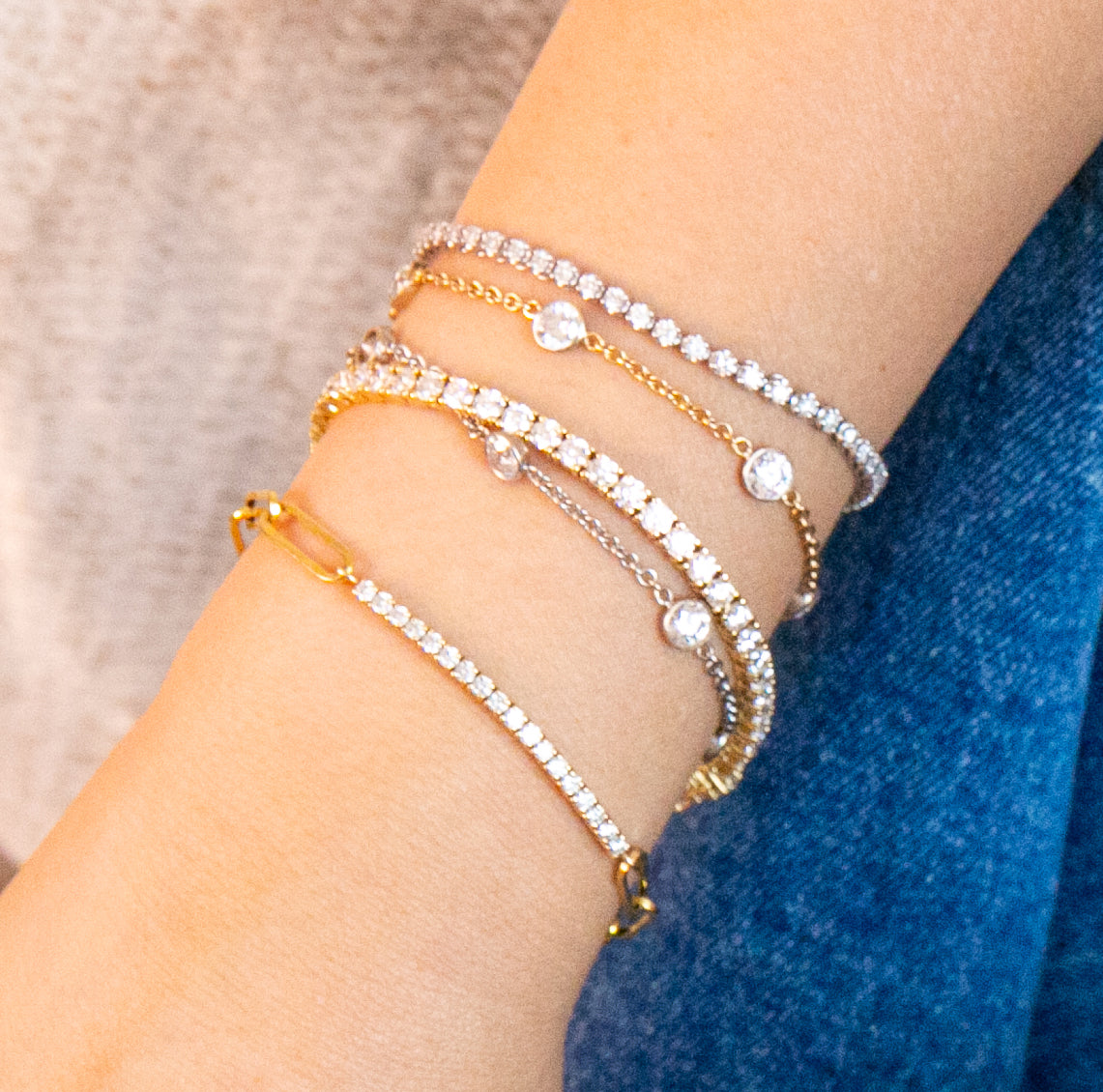 Paperclip Diamond Tennis Bracelet in 14kt Yellow Gold