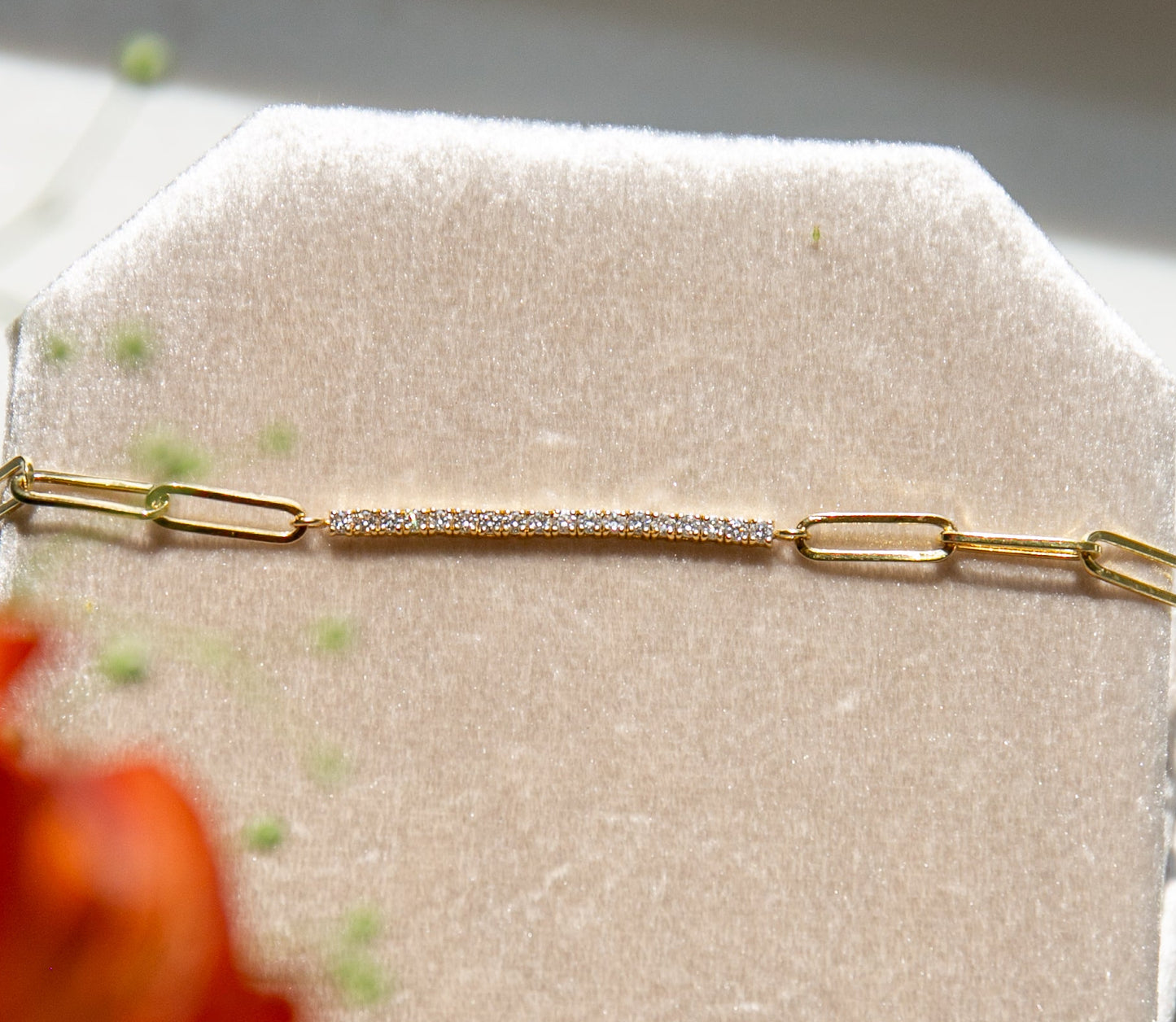 Paperclip Diamond Tennis Bracelet in 14kt Yellow Gold
