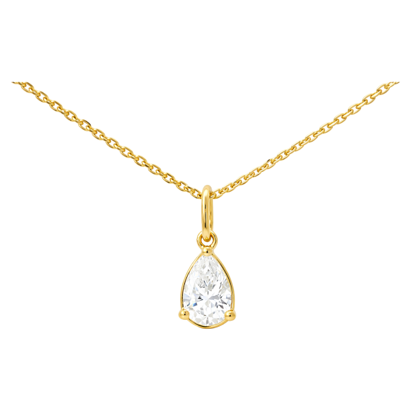 Demi Bezel Pear Diamond Pendant in Yellow Gold