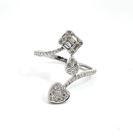 Mixed Diamond Vines 18kt Solid White Gold Ring