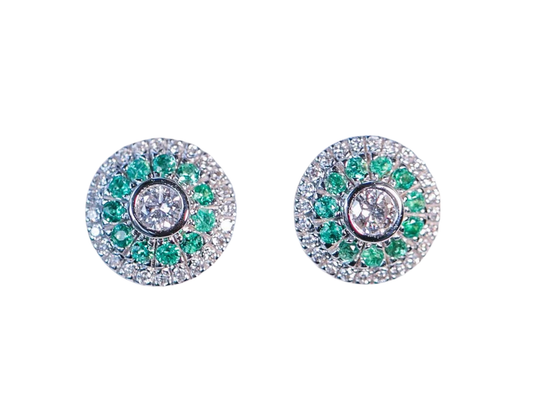 Custom Diamond and Emerald Flora Earrings