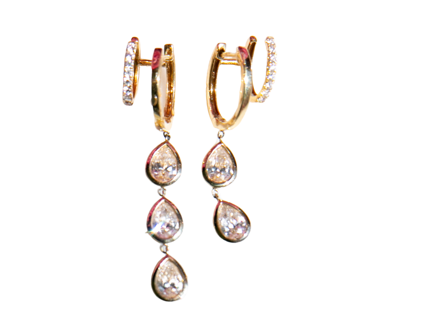 Pear Shaped Bezel Drop Earrings in 14kt Yellow Gold