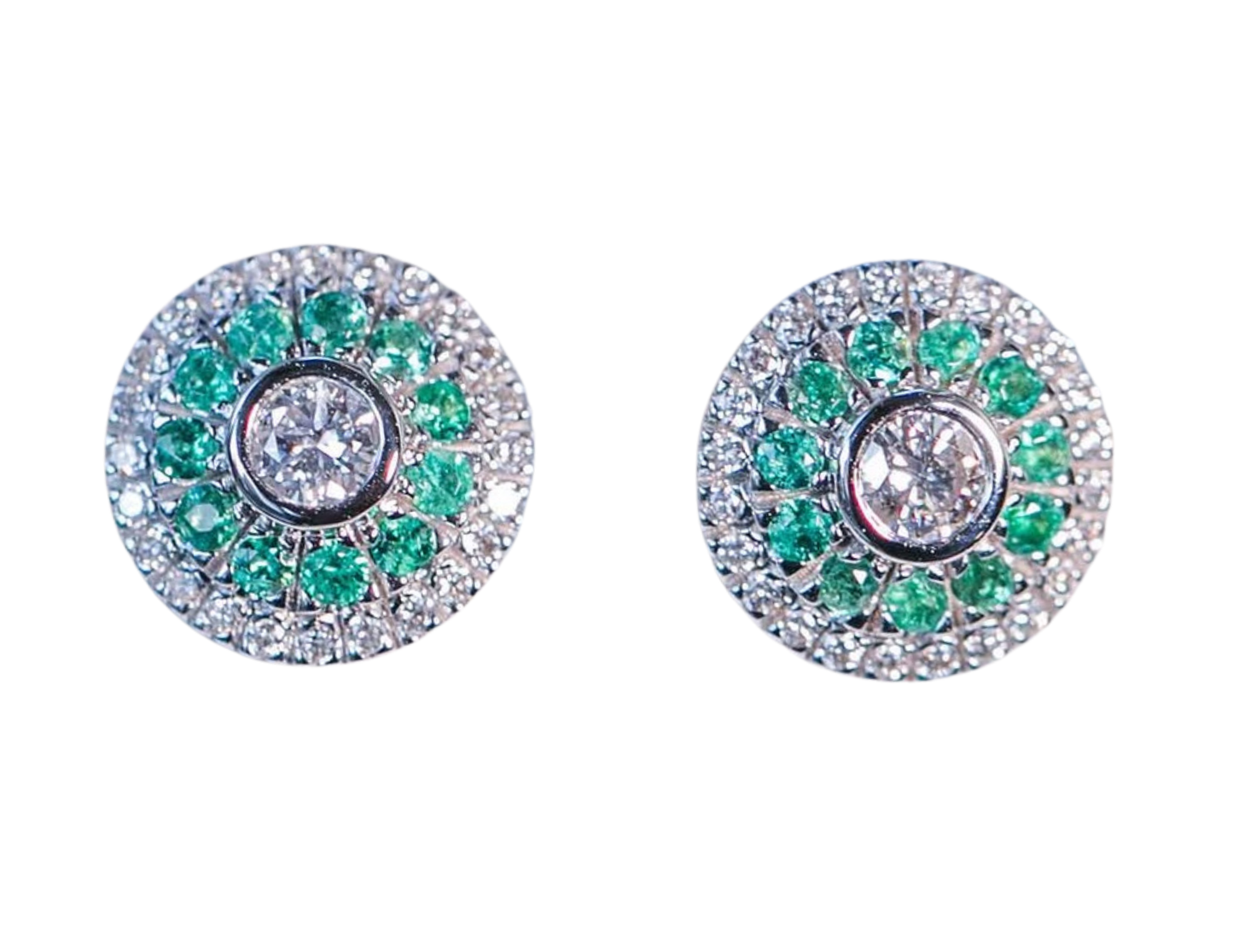 Custom Diamond and Emerald Flora Earrings